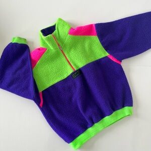 Vintage 90’s Colorful Kids Fleece Pullover. Made in Canada